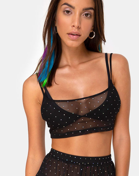 Micro Crop Top in Astro Black