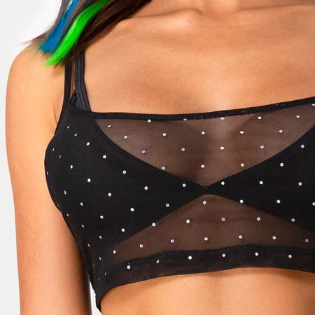 Blink Crop Top in Crystal Net Black