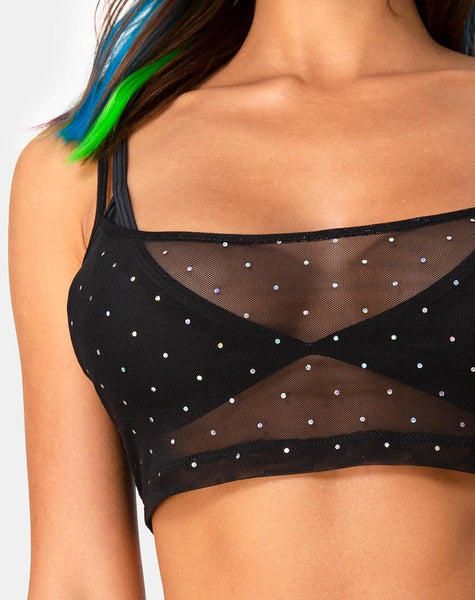 Blink Crop Top in Crystal Net Black