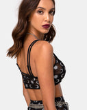 Blink Crop Top in Over The Moon Black with Glitter