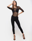 Blondie Bodice in Stripe Mesh Black