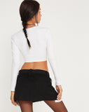 image of Blythe Low Waisted Mini Skirt in Twill Suede Black