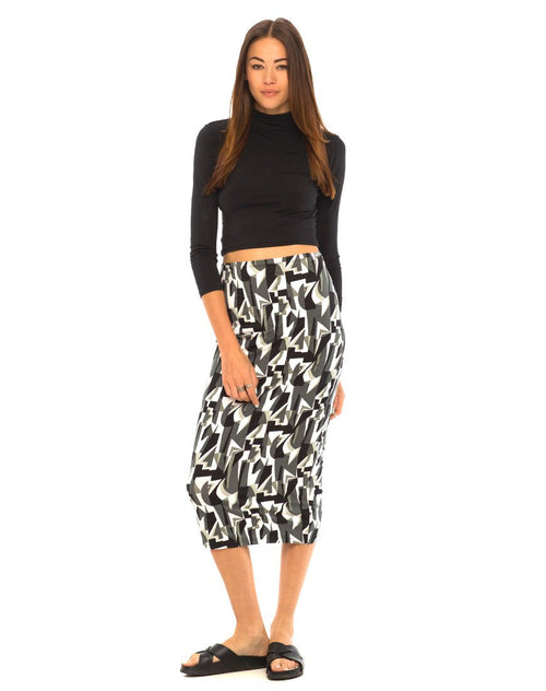 Motel Bobby Midi Skirt in Geo Pop Black and White