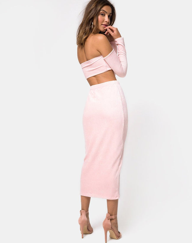 Bobby Midi Skirt in Fluffy Knit Candy