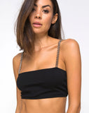 Bocha Crop Top in Black with Silver Chain