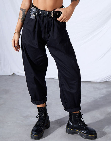 Gesta Trouser in Pinstripe Black