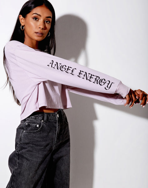 Boli Crop Tee in Violet Angelo 'Angel Energy'