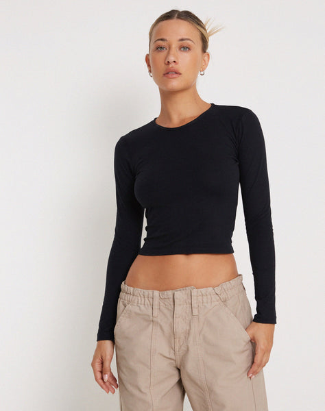 Image of Bon Long Sleeve Top in Black