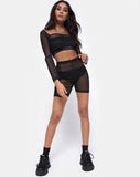 Boneta Crop Top in Black Fishnet