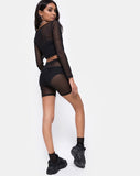 Boneta Crop Top in Black Fishnet