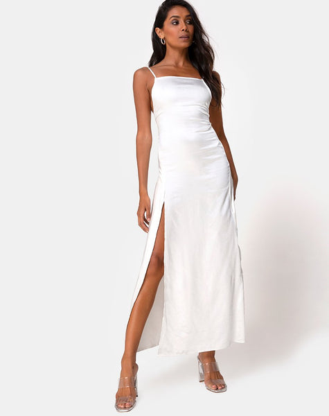 Bonita Dress in Satin Ivory