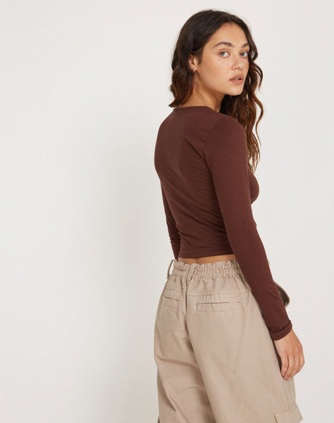 image of Bonja Long Sleeve Top in Seal Brown