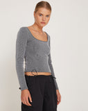 Image of Bonlo Long Sleeve Top in Two Tone Rib Grey