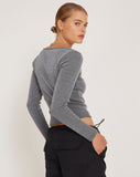 Image of Bonlo Long Sleeve Top in Two Tone Rib Grey