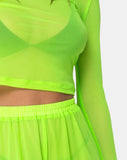 Bonnie  Crop Top in Fluro Yellow Net