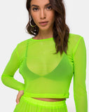 Bonnie  Crop Top in Fluro Yellow Net