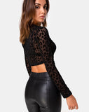 Bonnie Crop Top in Animal Net Black