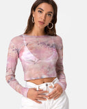 Bonnie Crop Top in Pegasus Pink Mesh