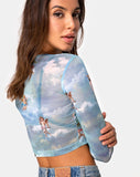 Bonnie Crop Top in Angel Sky Blue Mesh