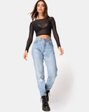 Image of Bonnie Crop Top in Black Net