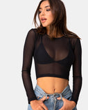 Image of Bonnie Crop Top in Black Net