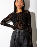 Bonnie Top in Horizontal Zebra Flock Black