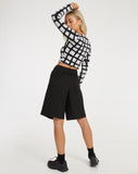 image of Bonnie Crop Top in Mono Painted Check Black