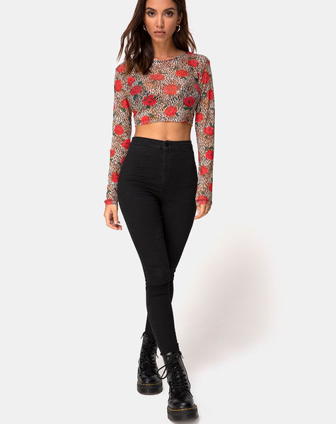 Bonnie Crop Top in  Tiger Rose