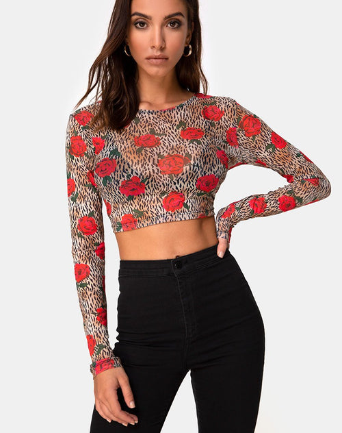 Bonnie Crop Top in  Tiger Rose