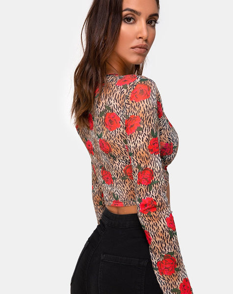 Bonnie Crop Top in  Tiger Rose