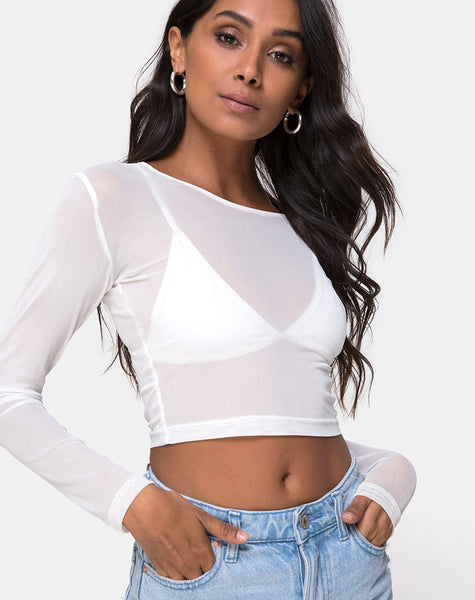 Bonnie Crop Top in Ivory Net