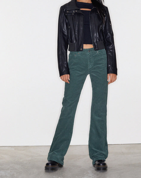 image of Bootleg Jeans in Cord Forest Green