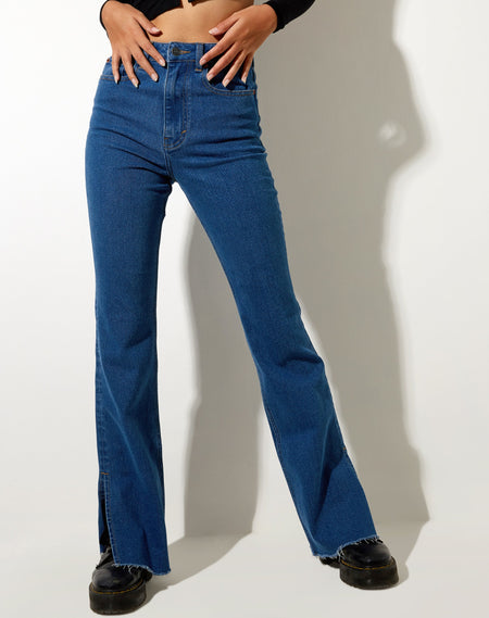 Retro Pocket Flare Jeans in 90's Indigo