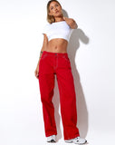 image of Athene Trouser in Racing Red White Stitch