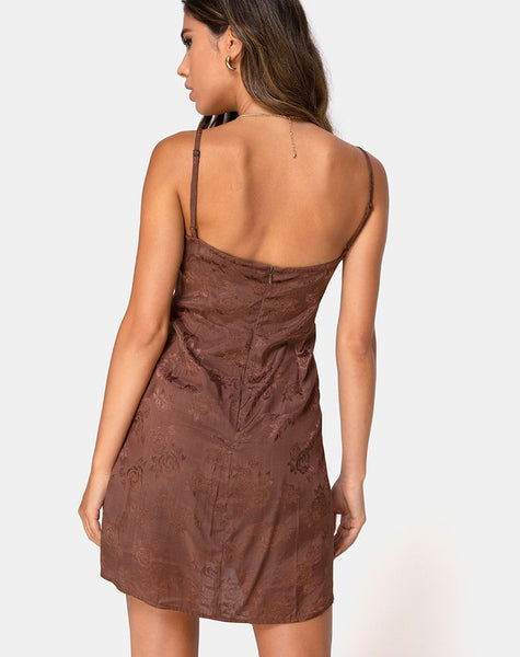 Boyasly Slip Dress in Satin Rose Chocolate