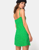 Boyasly Slip Dress in Mini Diana Dot Green