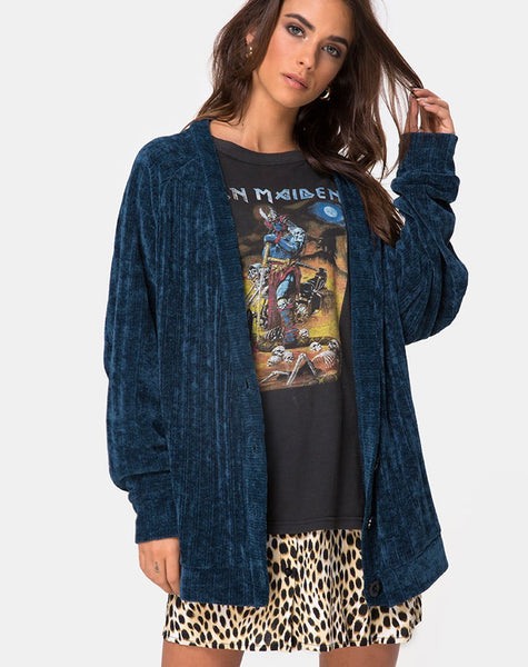 Boyfriend Cardigan in Chenille Blue