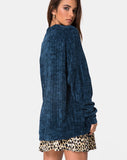 Boyfriend Cardigan in Chenille Blue