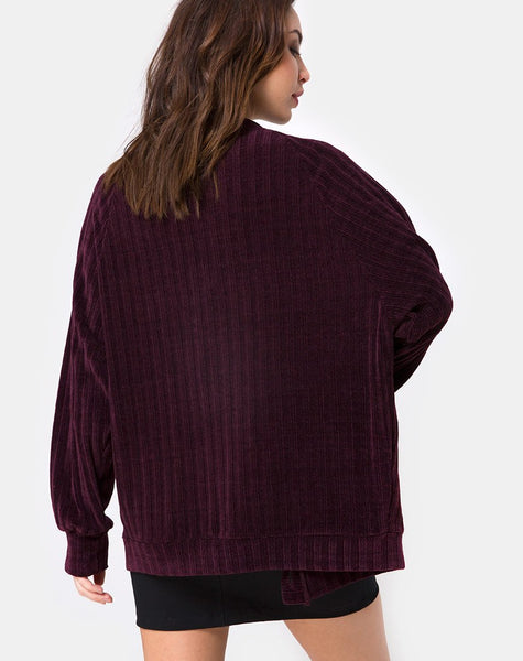 Boyfriend Cardigan in Chenille Plum