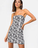 Brandy Bodycon Dress in White Leopard Sequin