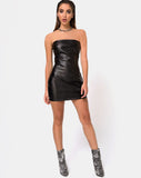 Brandy Bodycon Dress in Vegan Leather Black