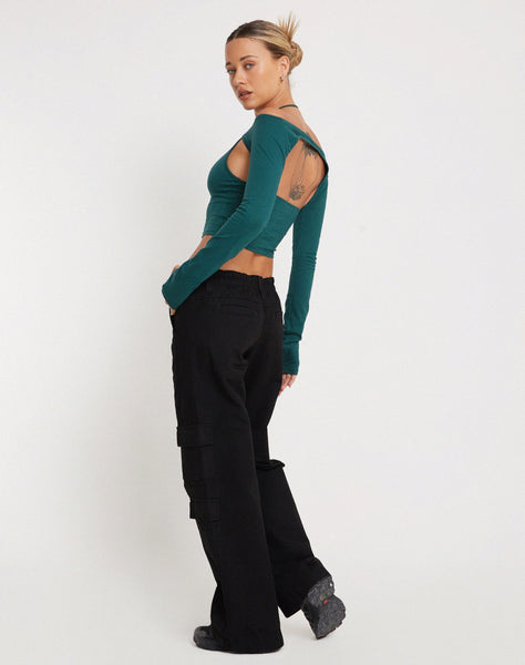 Image of Brandy Long Sleeve Top in Bottle Green