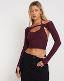 Image of Brandy Long Sleeve Top in Oxblood