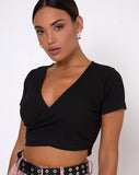 Bria Crop Top in Rib Black