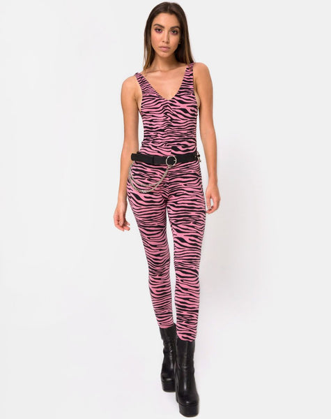 Brista Catsuit in Zip's Zebra Pink