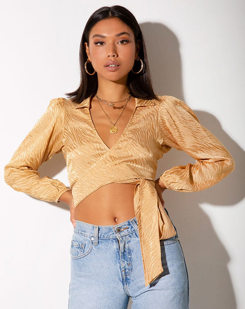 Briza Crop Top in Satin Zebra Caramel