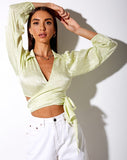 Image of Briza Crop Top in Satin Zebra Pistachio