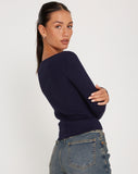 Image of Buana Long Sleeve Top in Dark Navy