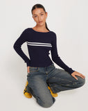 Image of Buana Long Sleeve Top in Dark Navy