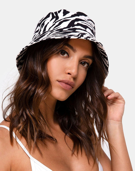 Bucket Hat in 90's Zebra